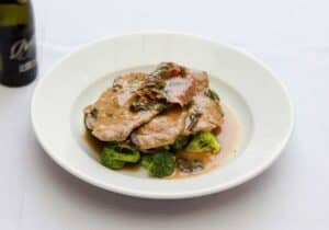 Veal Scaloppine in Lemon-Caper Sauce with Spinach